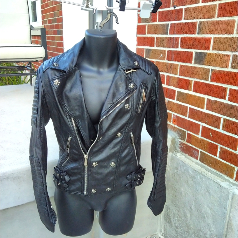 Phillip Klein luxury designer leather biker jacket.
